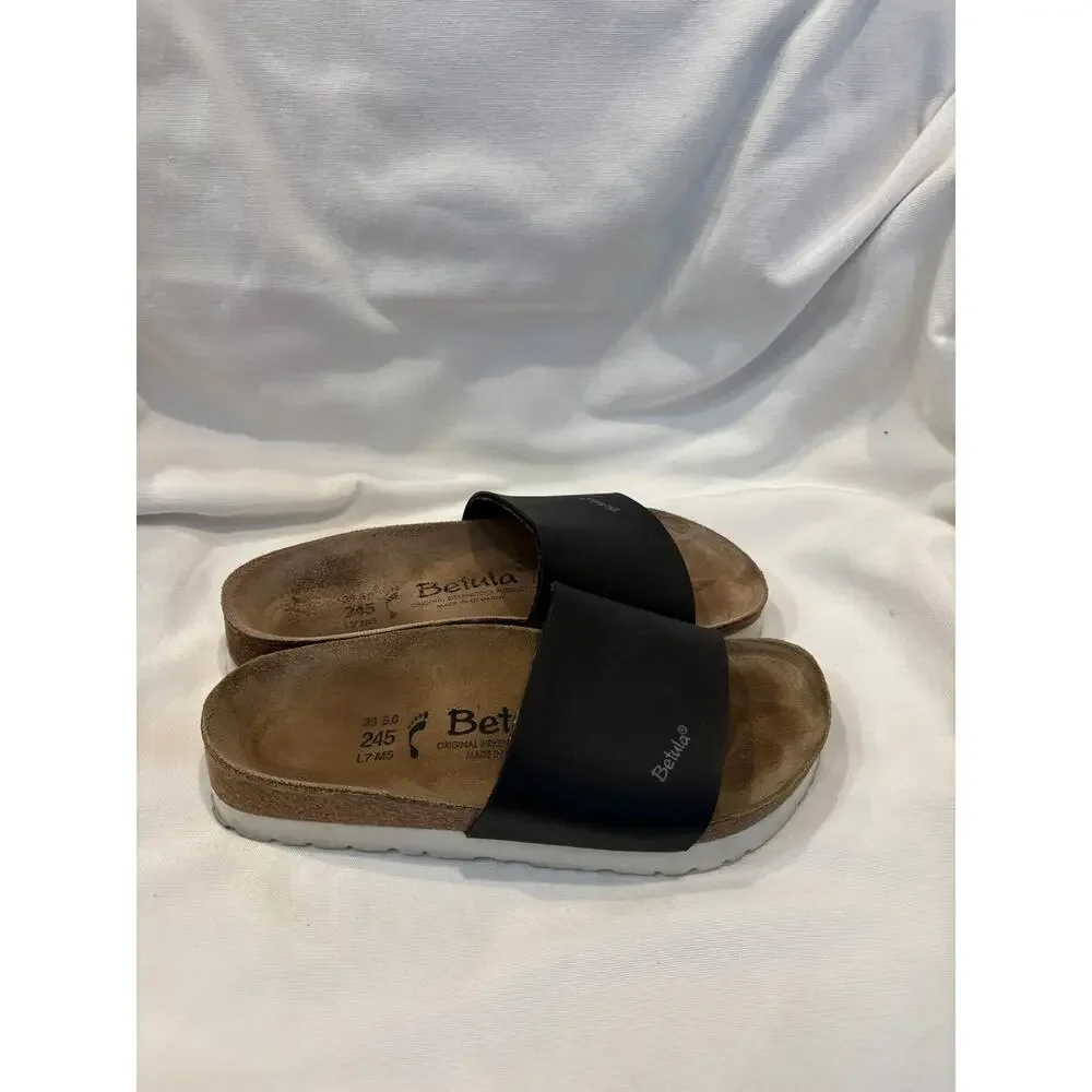 Birkenstock Betula Women’s Reggae White Slide Sandals Size 7 / 38 Cork Footbed